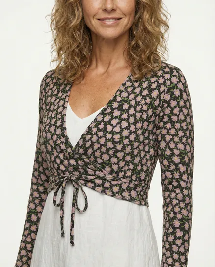 Wickelbolero Bl�ten Baumwolljersey in schwarz von FASHION