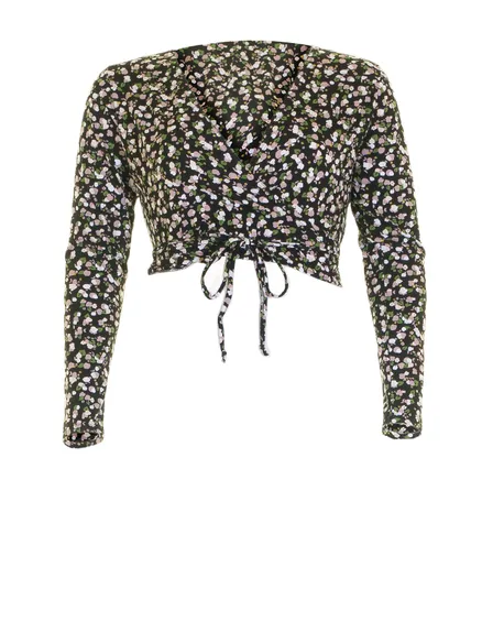Wickelbolero Baumwolljersey in schwarz von FASHION