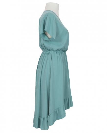 Wickeloptik Kleid mit Volant in aqua von Spaziodonna