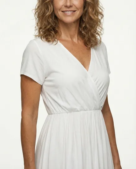 Wickeloptik Kleid mit Volant in wei� von Spaziodonna