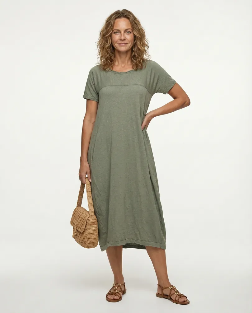 Ballonkleid Baumwolle in  khaki von Spaziodonna (Bild 1)