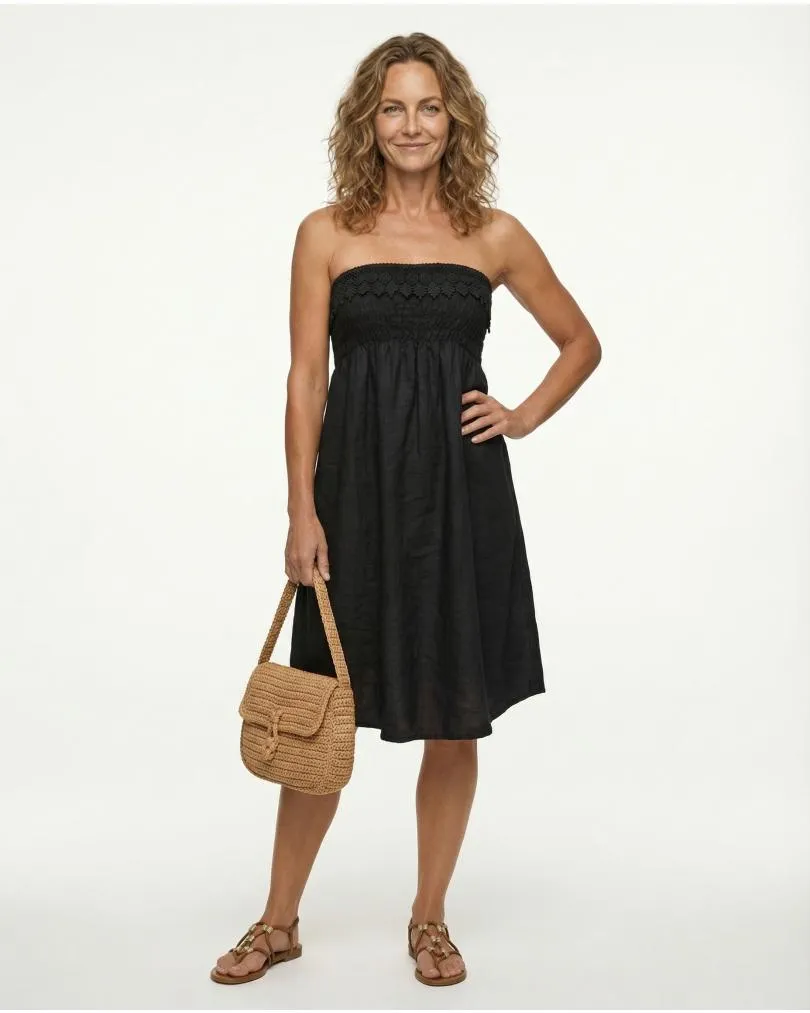 Bandeau Kleid Leinen in  schwarz von Diana (Bild 1)