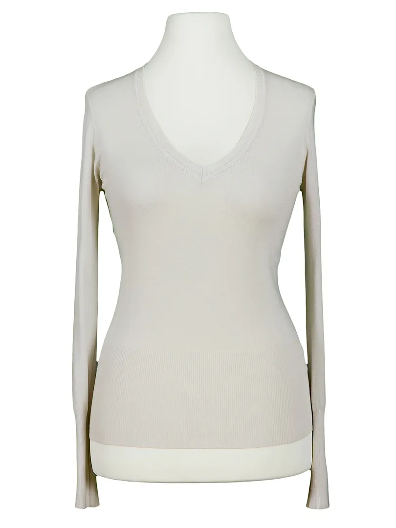 Basic Pullover V Ausschnitt in  beige von Spaziodonna (Bild 1)