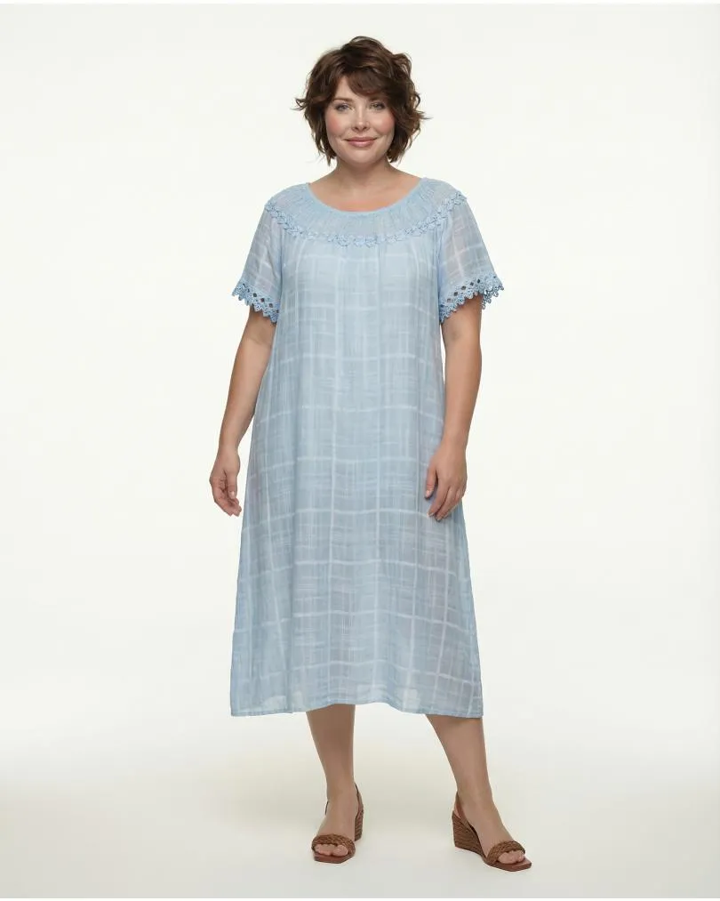 Baumwollkleid mit Spitze in  blau von Spaziodonna (Bild 3)