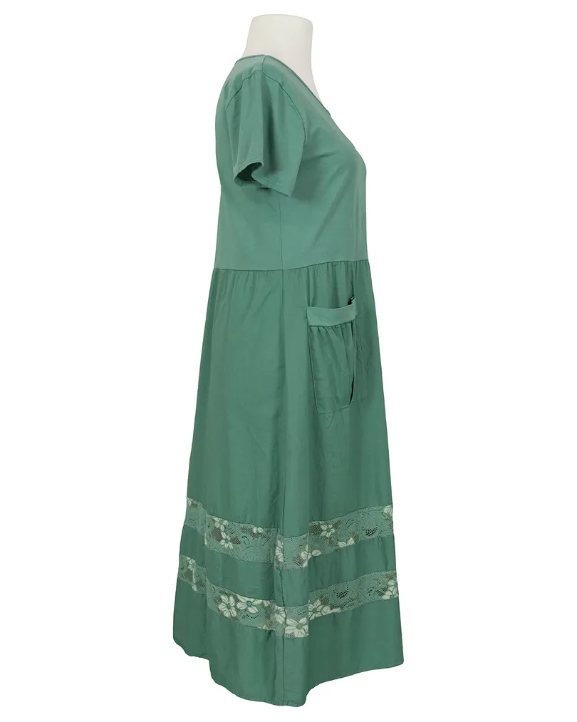 Baumwollkleid mit Spitze in  petrol von Made in Italy (Bild 2)