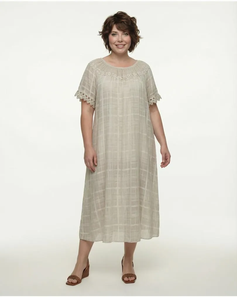 Baumwollkleid mit Spitze in  taupe von Spaziodonna (Bild 3)