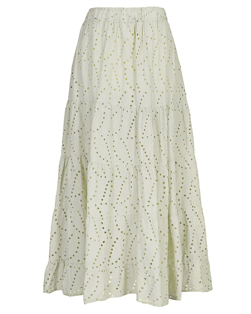 Baumwollrock mit Lochstickerei in  beige von Made in Italy (Bild 1)