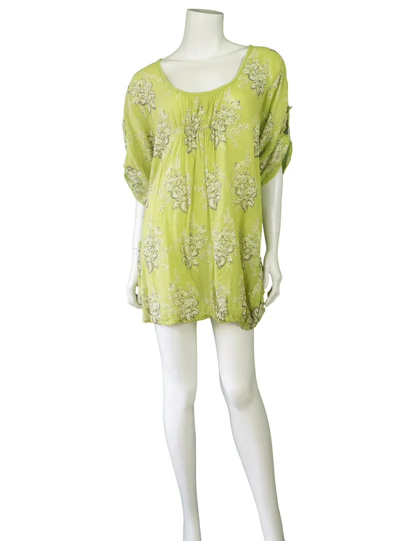 Baumwolltunika floral in  limette von Made in Italy (Bild 2)