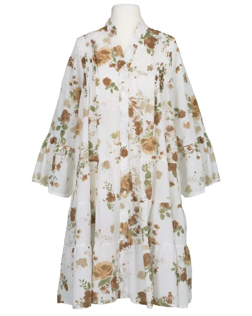 Blumenkleid mit Volants in  wei�-braun von Made in Italy (Bild 1)