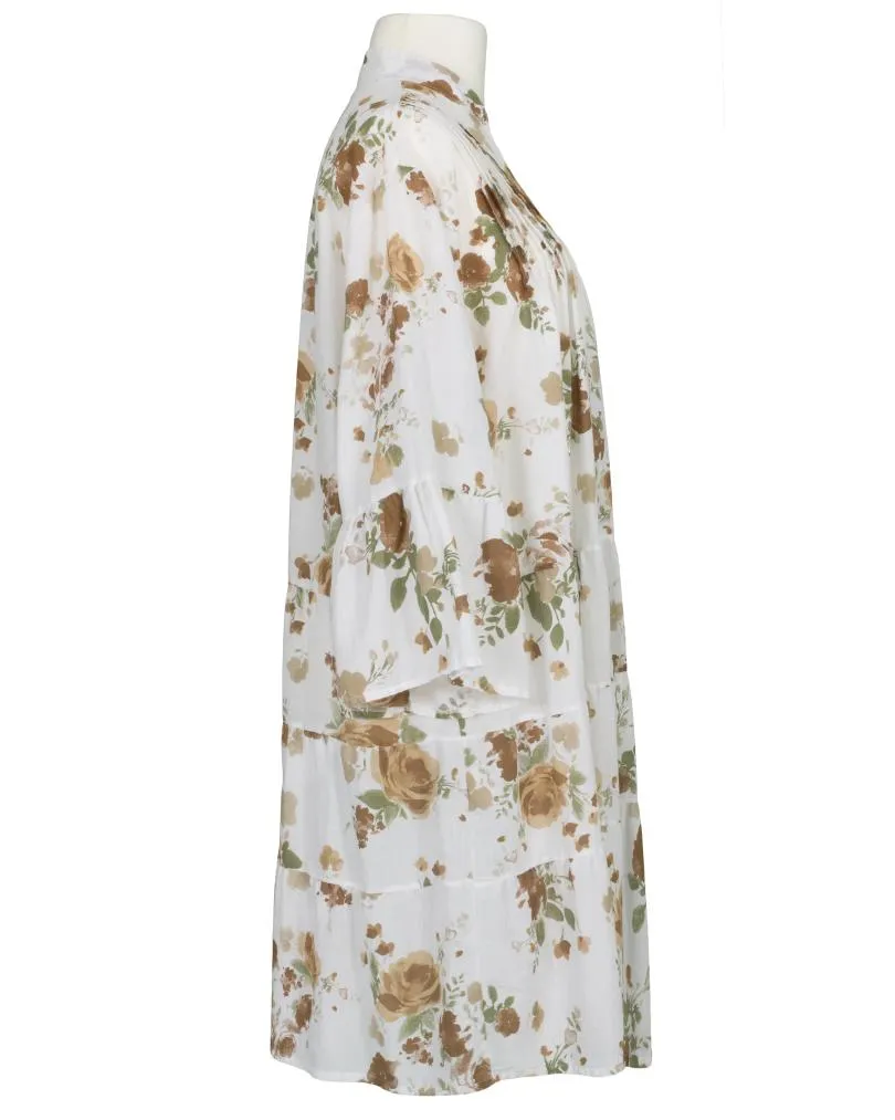 Blumenkleid mit Volants in  wei�-braun von Made in Italy (Bild 2)