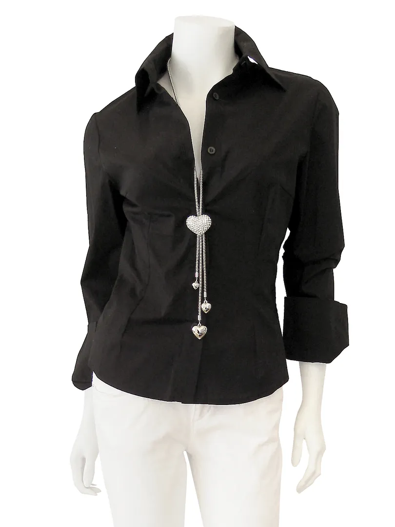 Hemdbluse Baumwolle in  schwarz von ITAHUA (Bild 1)
