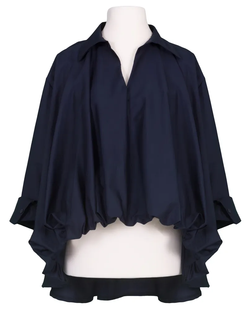 Bluse Ballonschnitt in blau von Made in Italy
