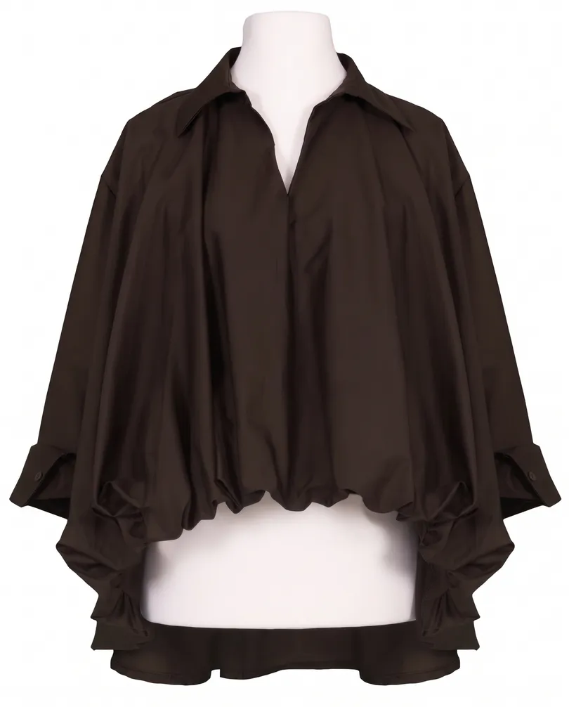 Bluse Ballonschnitt in braun von Made in Italy