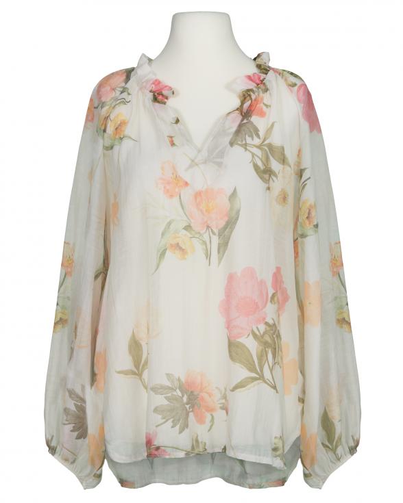 Bluse Floral in beige von fashion made in italy
