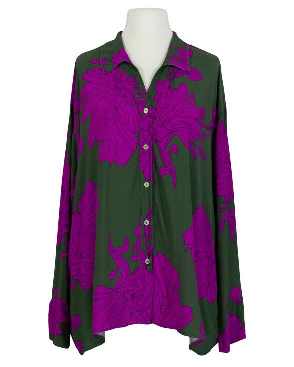 Bluse Floral in oliv von Made in Italy