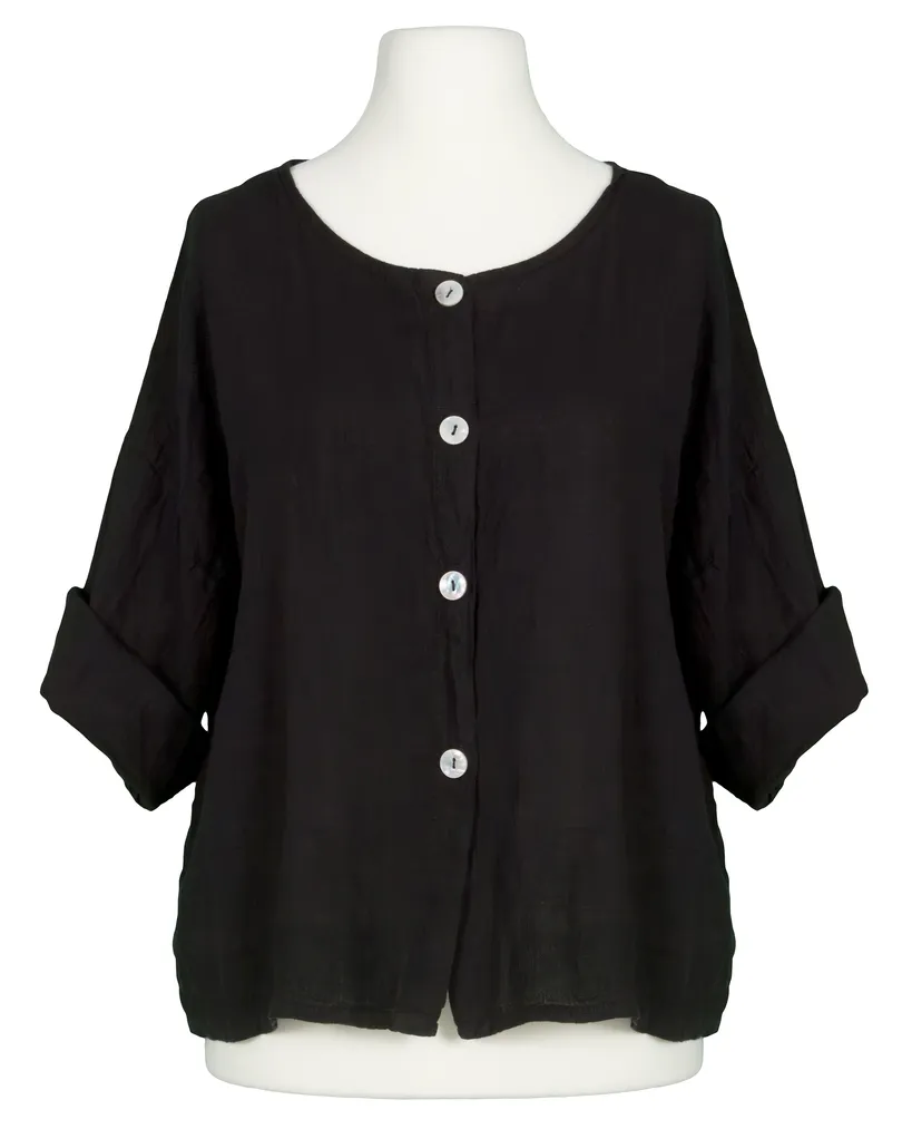 Bluse Leinen in schwarz von Made in Italy