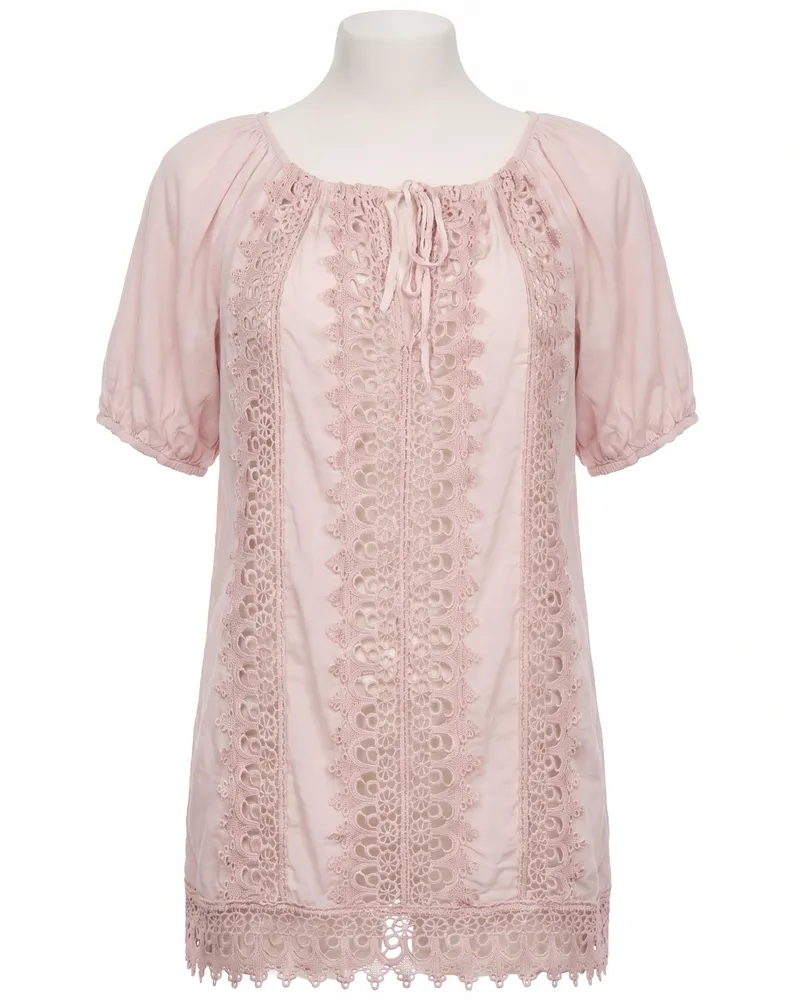 Bluse mit H�kelspitze in  rosa von Montan (Bild 1)