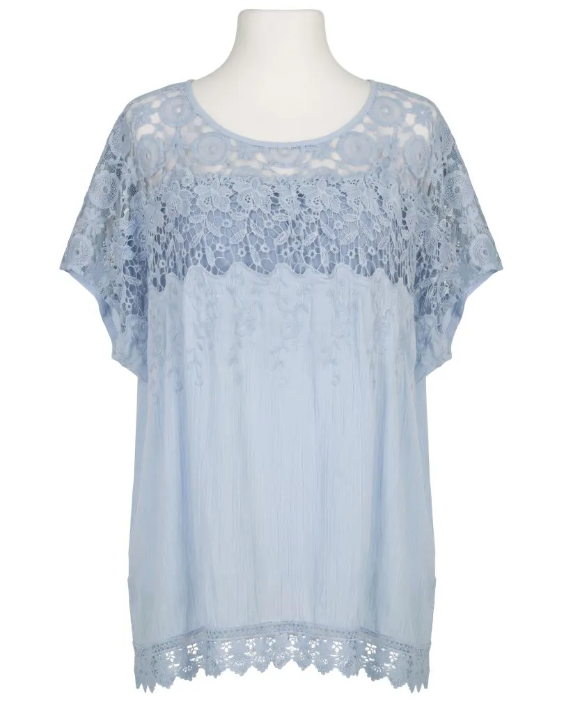 Seidenbluse mit Spitze 2-tlg. in  blau von XUNA (Bild 1)