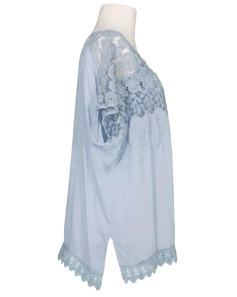 Seidenbluse mit Spitze 2-tlg. in  blau von XUNA (Bild 2)