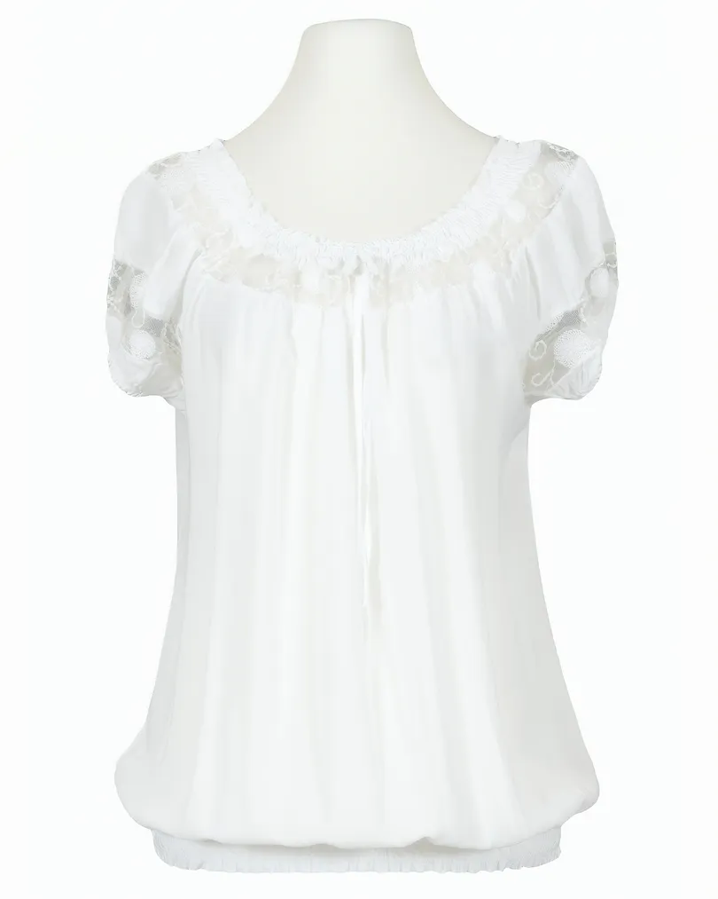 Bluse mit Spitze in  wei� von fashion made in italy (Bild 1)