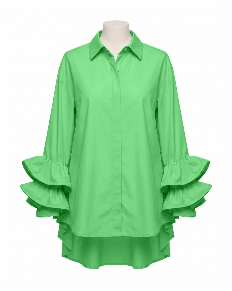 Bluse mit Volant�rmel in  gr�n von Made in Italy (Bild 1)
