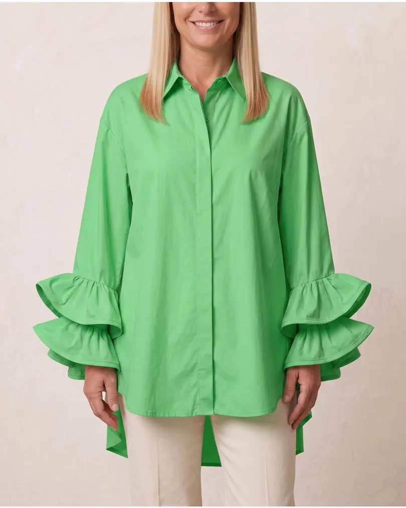Bluse mit Volant�rmel in  gr�n von Made in Italy (Bild 6)
