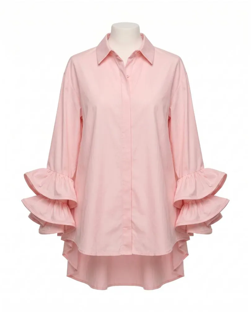 Bluse mit Volant�rmel in  rosa von Made in Italy (Bild 1)