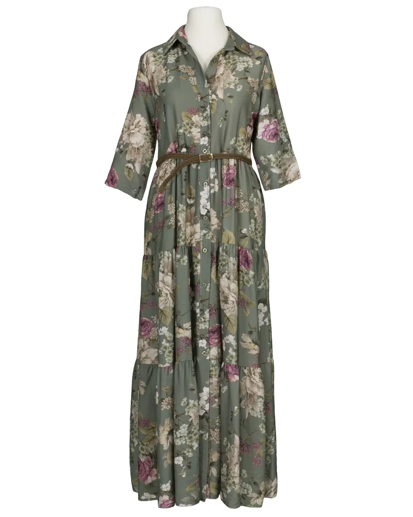 Blusenkleid Floral in khaki von Made in Italy