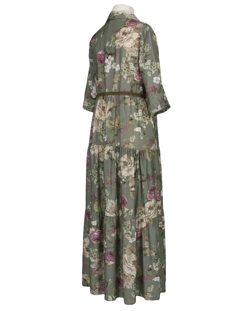 Blusenkleid Floral in  khaki von Made in Italy (Bild 3)