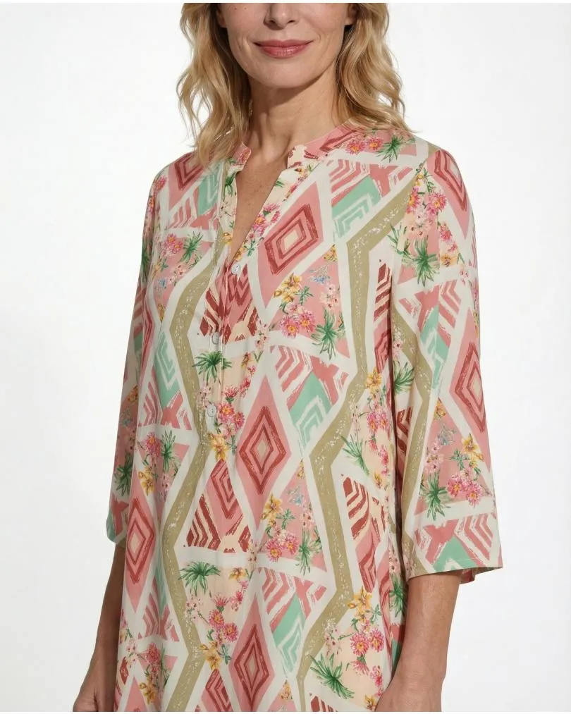 Blusenkleid Print in  rosa von H. Trend (Bild 5)