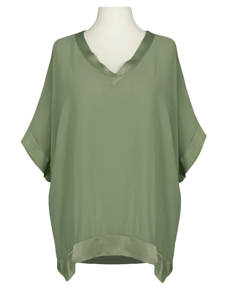 Blusenshirt aus Georgette in khaki von Made in Italy