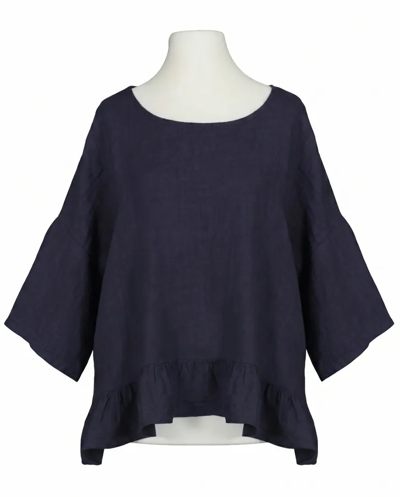 Blusenshirt Leinen in blau von Puro Lino