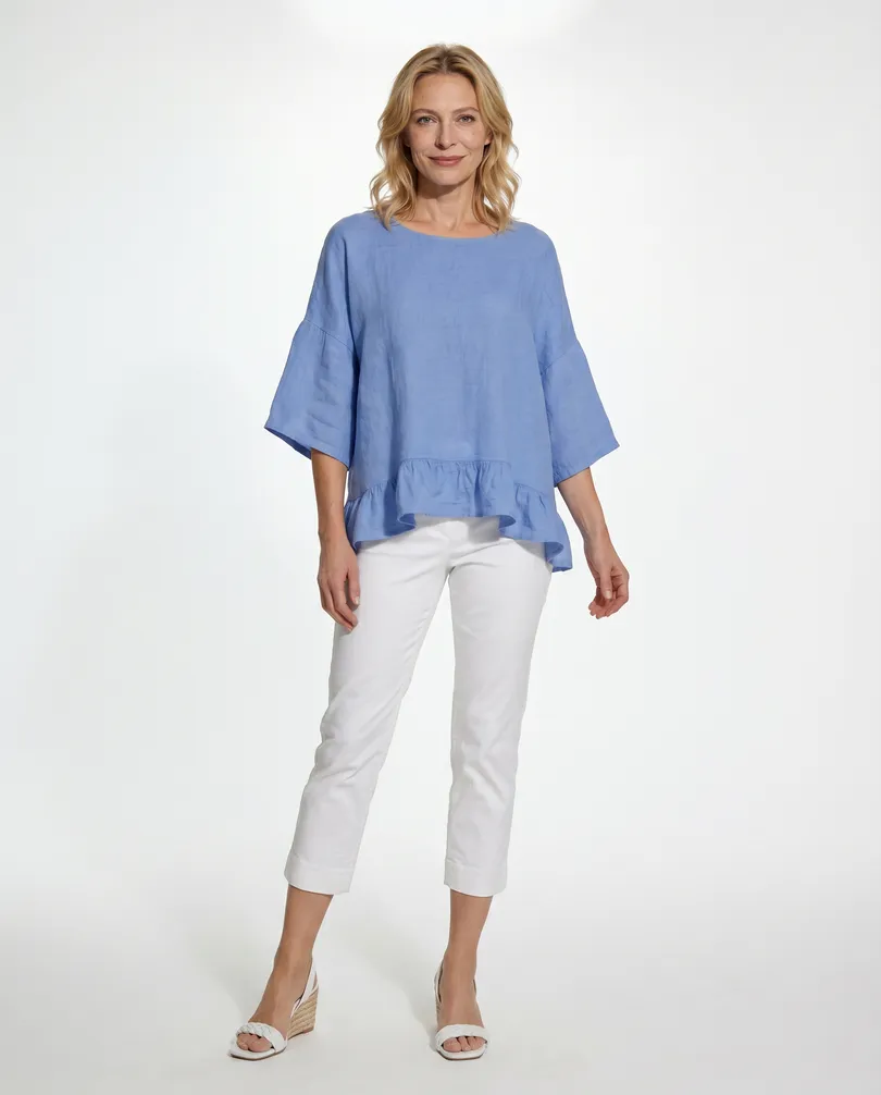 Blusenshirt Leinen in  hellblau von Puro Lino (Bild 3)