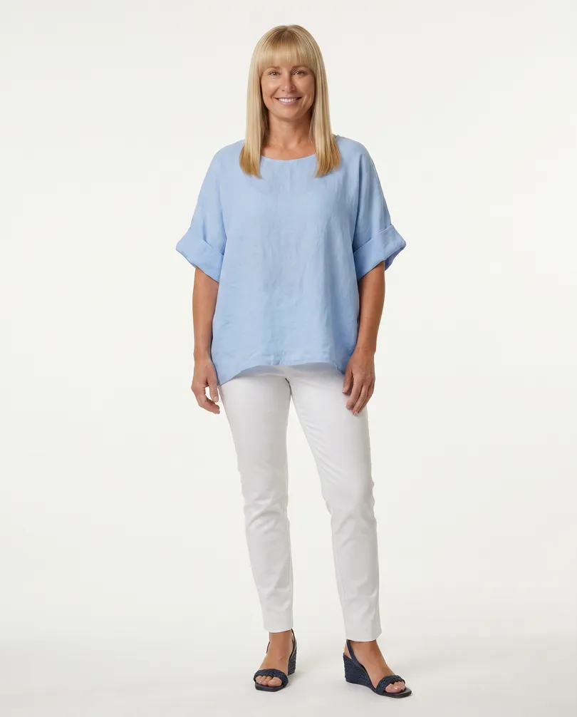 Blusenshirt Leinen in  hellblau von Puro Lino (Bild 3)