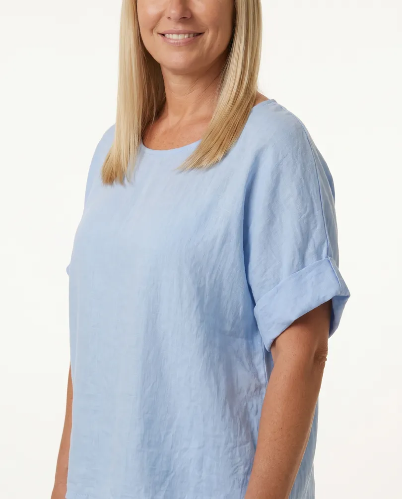 Blusenshirt Leinen in  hellblau von Puro Lino (Bild 4)