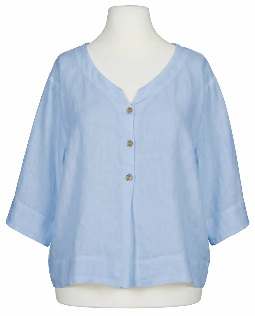 Blusenshirt Leinen in  hellblau von Puro Lino (Bild 1)