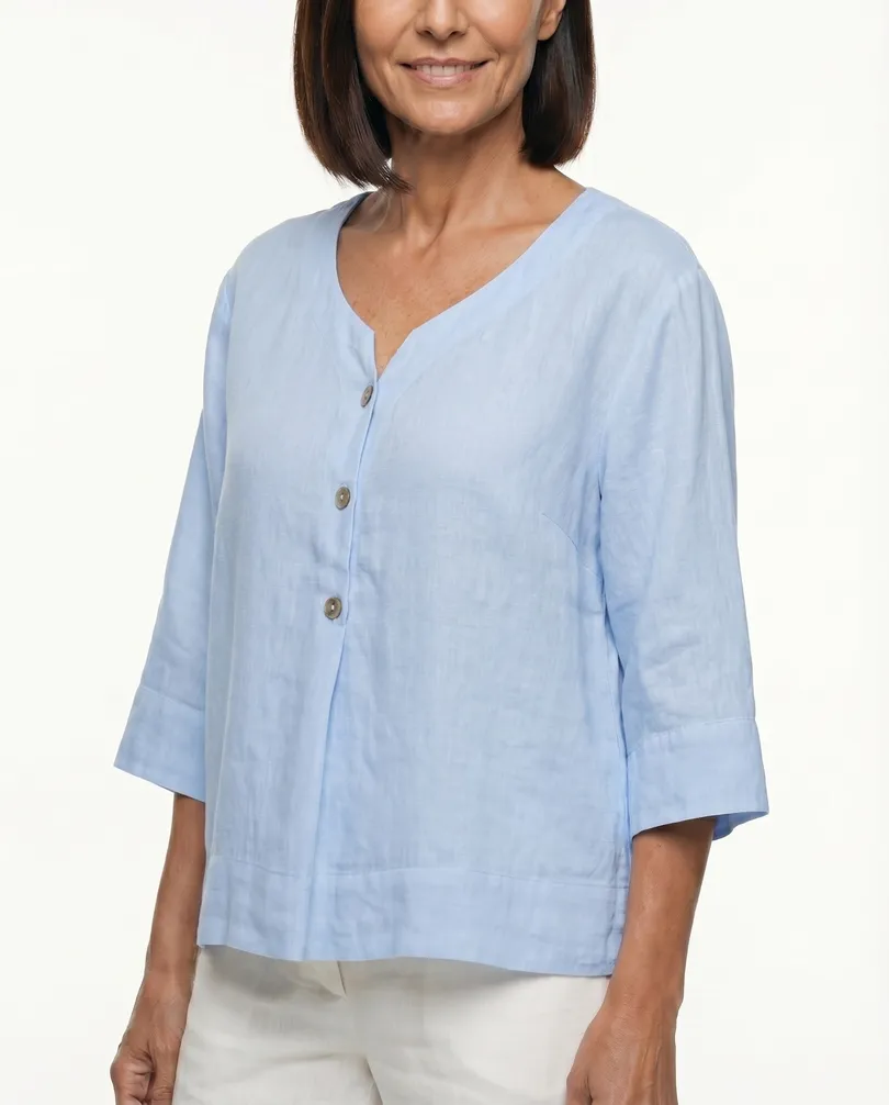 Blusenshirt Leinen in  hellblau von Puro Lino (Bild 4)