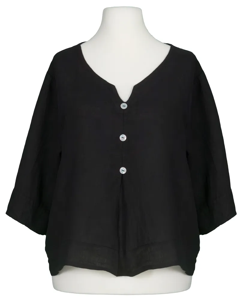 Blusenshirt Leinen in  schwarz von Made in Italy (Bild 1)