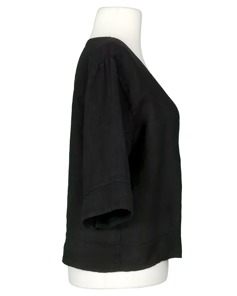 Blusenshirt Leinen in  schwarz von Made in Italy (Bild 2)