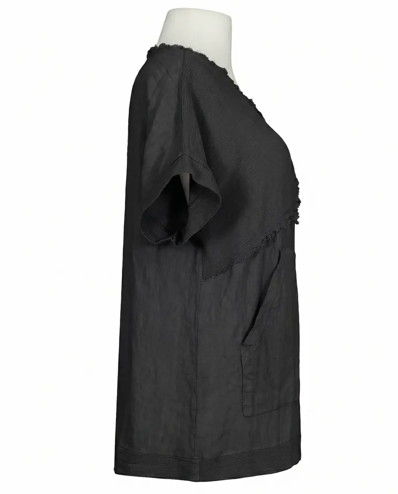 Blusenshirt Leinen in  schwarz von Made in Italy (Bild 2)