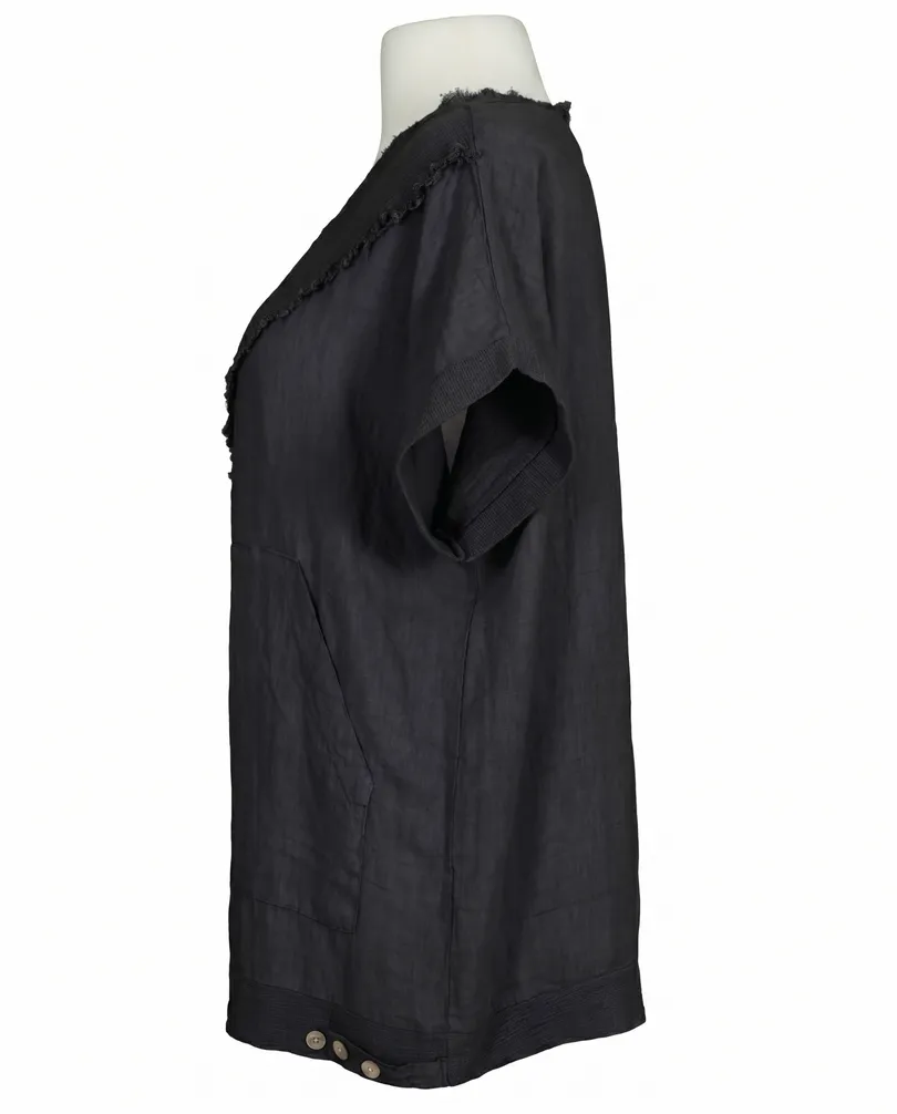 Blusenshirt Leinen in  schwarz von Made in Italy (Bild 3)