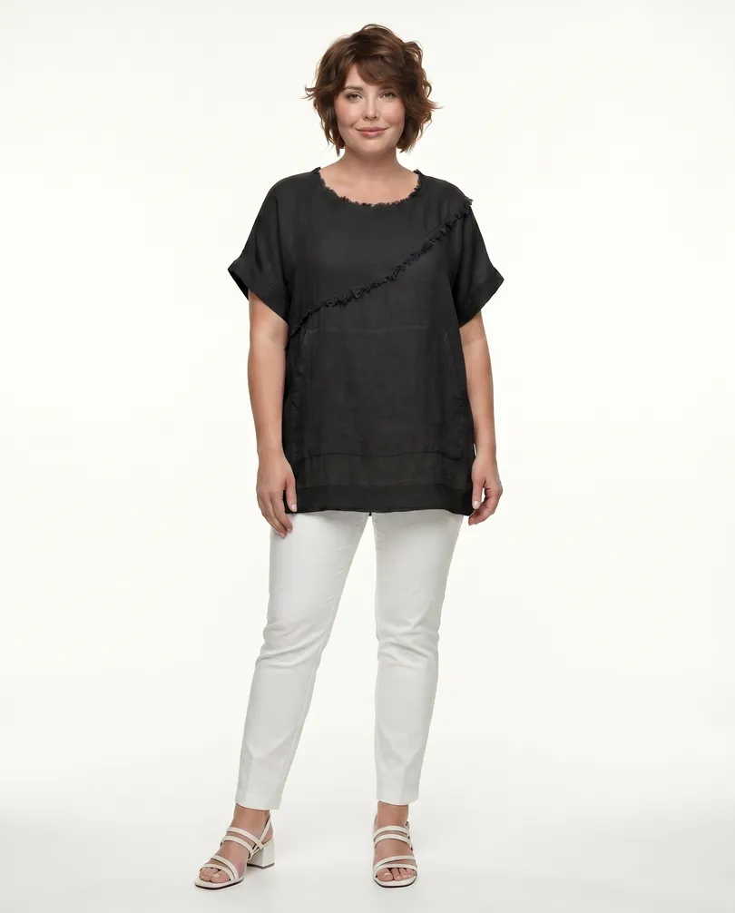 Blusenshirt Leinen in  schwarz von Made in Italy (Bild 4)