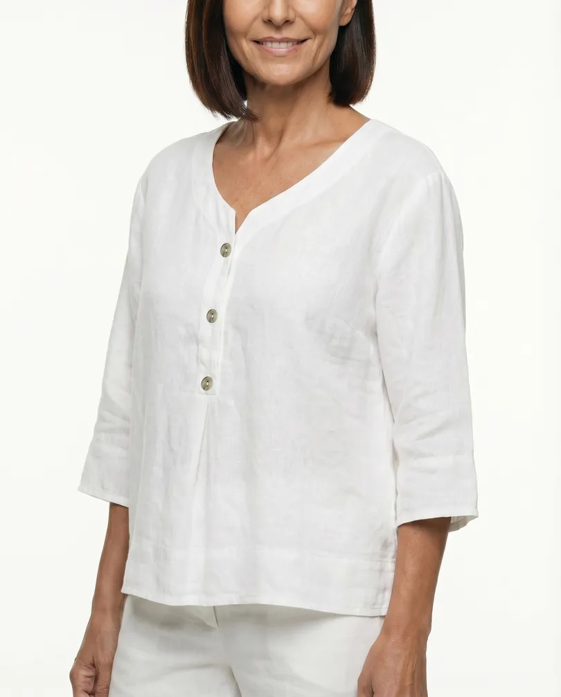 Blusenshirt Leinen in  wei� von Puro Lino (Bild 4)