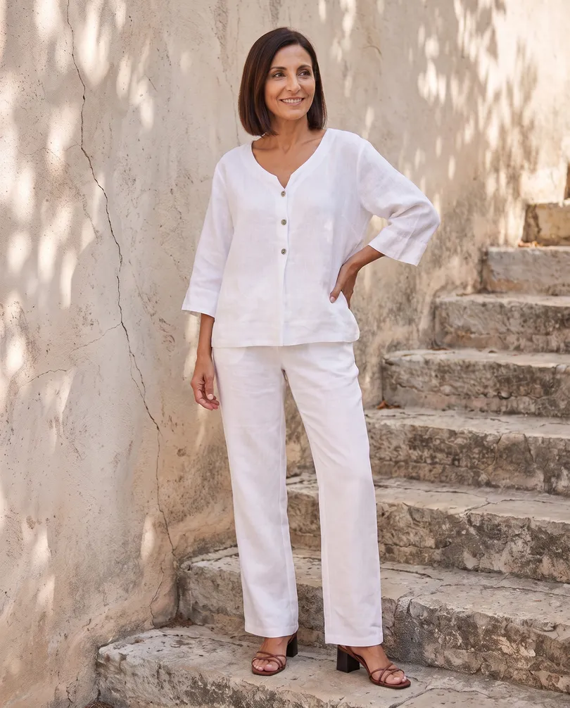 Blusenshirt Leinen in  wei� von Puro Lino (Bild 5)
