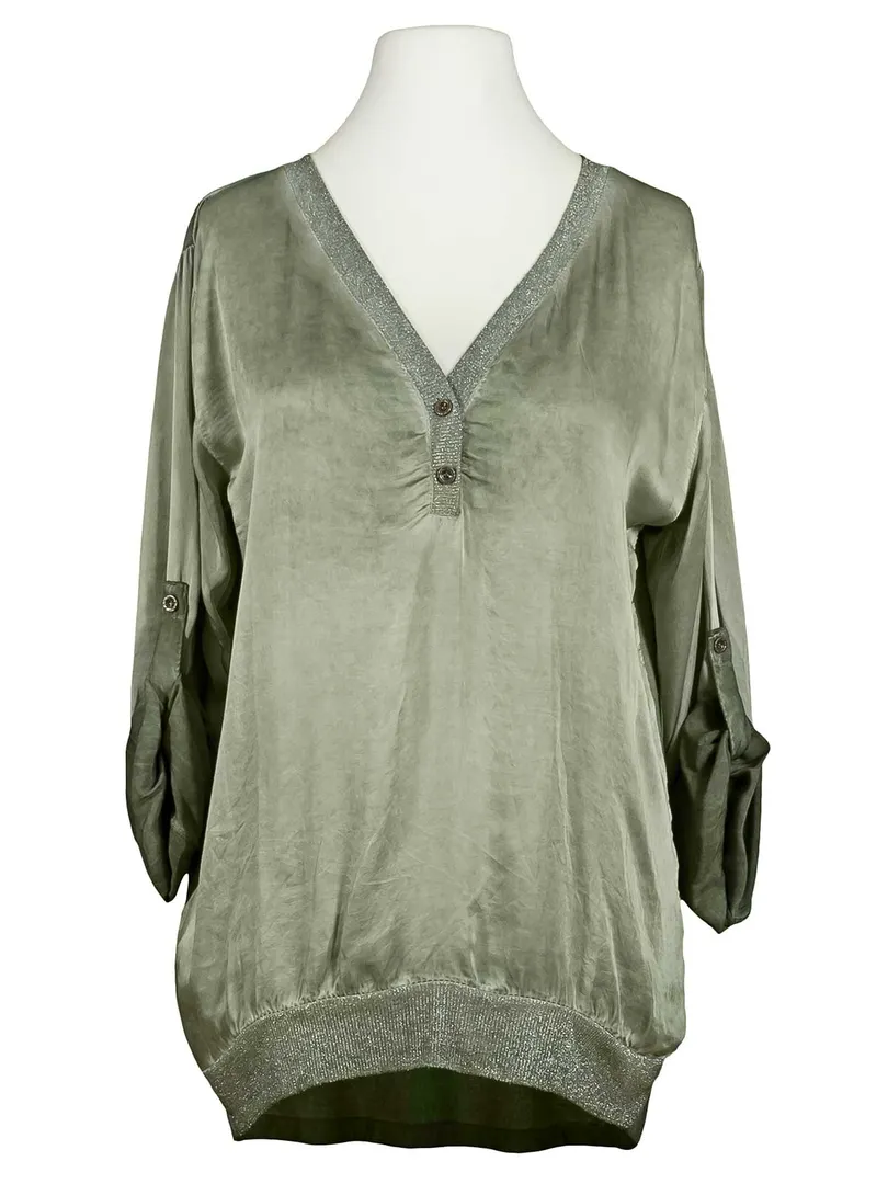 Blusenshirt mit Glanzgarn in  khaki von Spaziodonna (Bild 1)