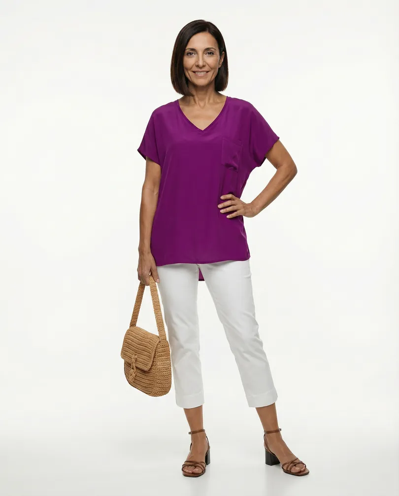 Blusenshirt mit Satin in  beere von Selected Touch (Bild 3)