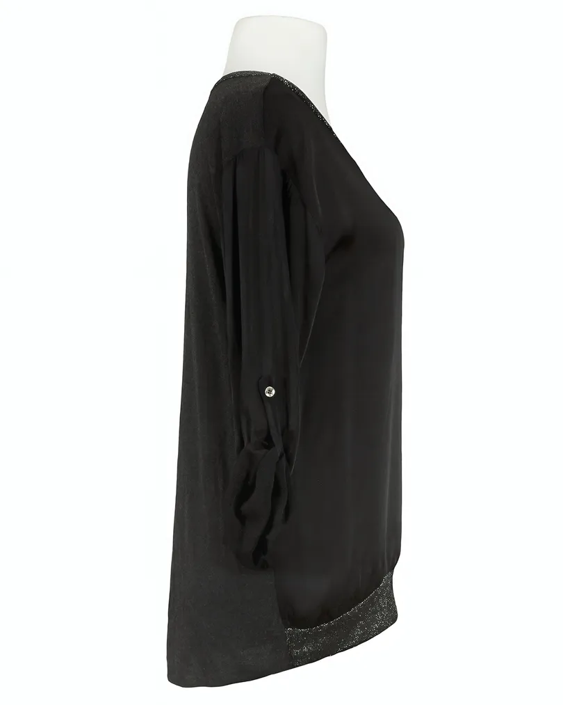 Blusenshirt mit Satin in  schwarz von Spaziodonna (Bild 2)
