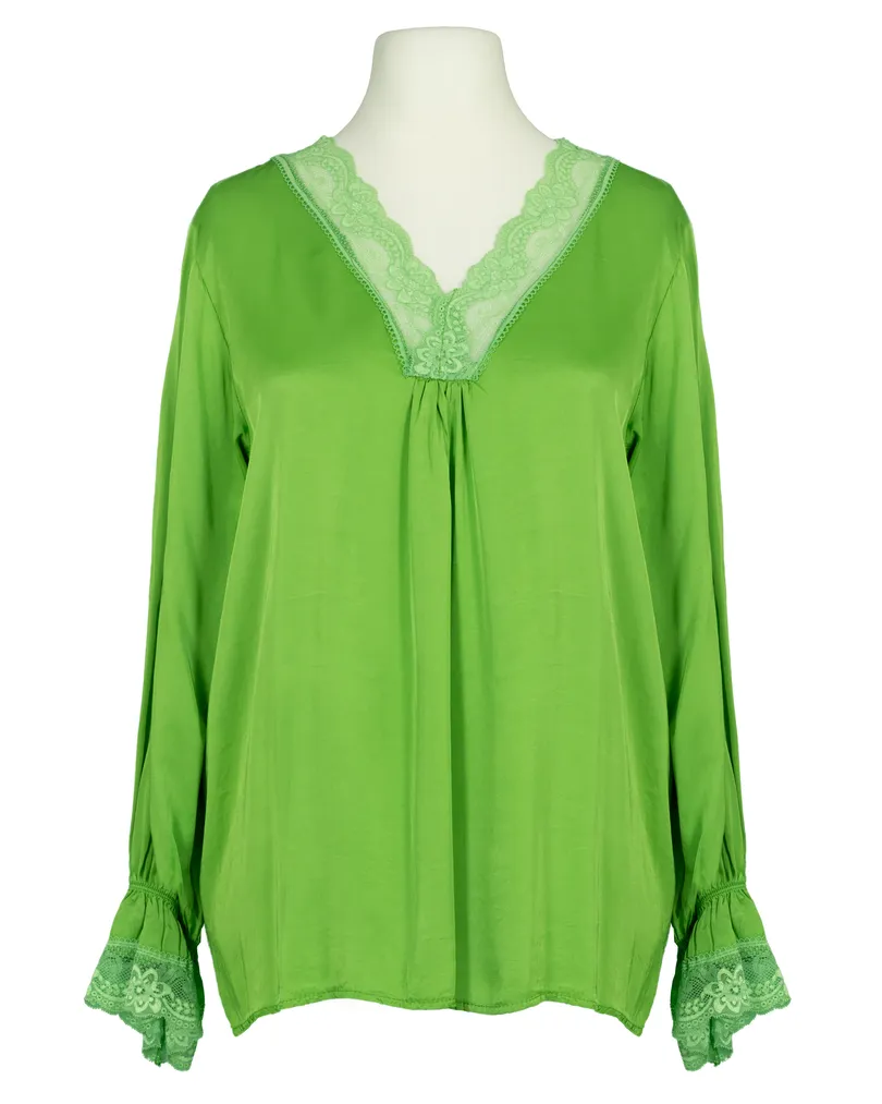 Blusenshirt mit Spitze in apfelgr�n von Made in Italy