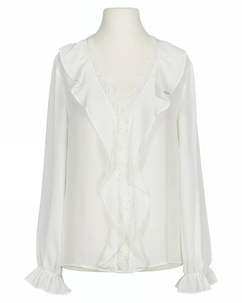 Blusenshirt mit Volant in wei� von Lamiar