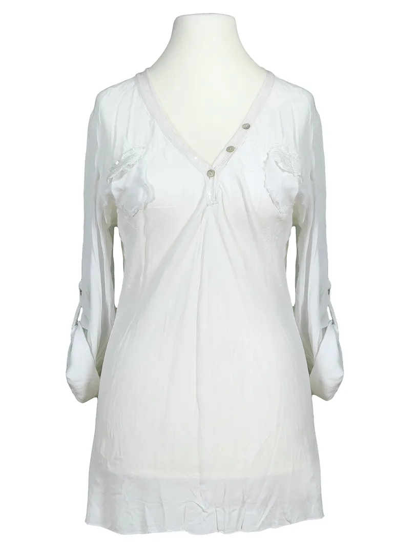 Blusenshirt Pailletten in  wei� von Spaziodonna (Bild 1)